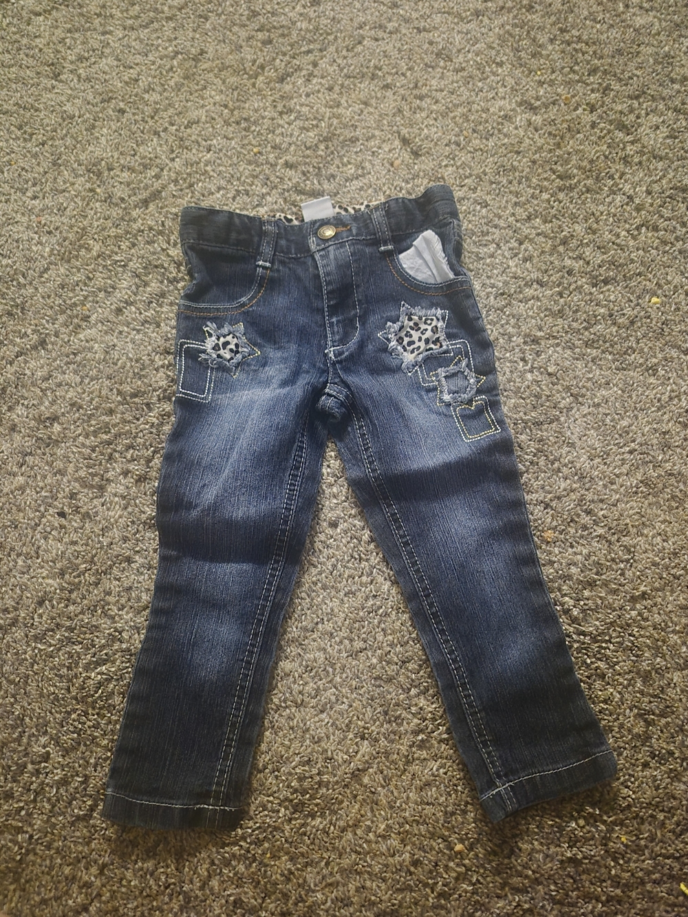 healthtex Dark Blue Denim Jeans with Star & Square Embroidery